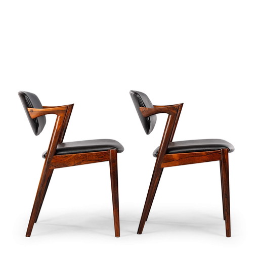 Danish Design Rosewood Reupholstered Z-chairs by Kai Kristiansen, Set of 2