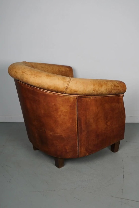 Image 1 of Vintage Nederlandse cognackleurige leren clubfauteuil