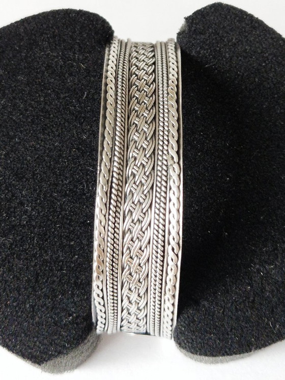 Image 1 of Silver bracelet - Silver clamp bracelet - 80s - 925