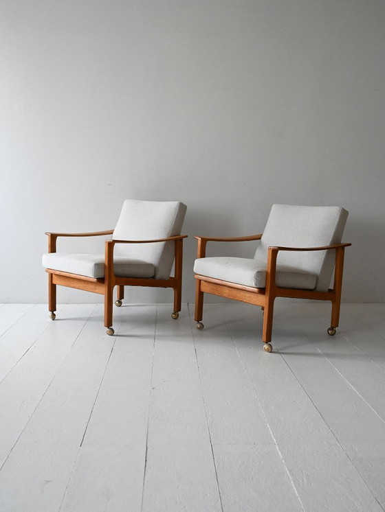 Image 1 of Paar vintage Scandinavische fauteuils van Ferd. Lundquist Gothenburg