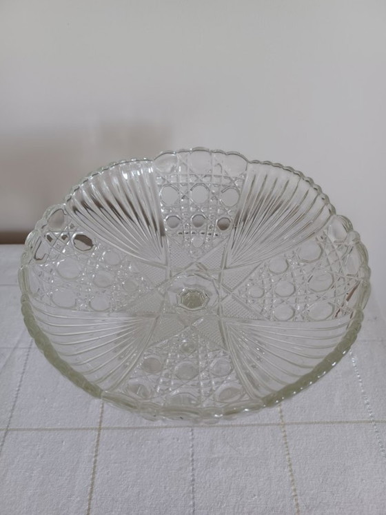 Franse Art Deco compotier. Geperst glas. 1920-30 – Schalen (photo 3 of 6)