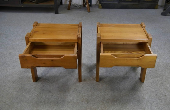 Pair of elm bedside tables for Maison REGAIN 1970s – Nightstands, Wood (photo 10 of 11)
