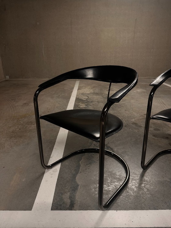 Chaises Arrben Canasta - Design années 1970 – Chaises & fauteuils, Leather, Metal (photo 2 of 5)