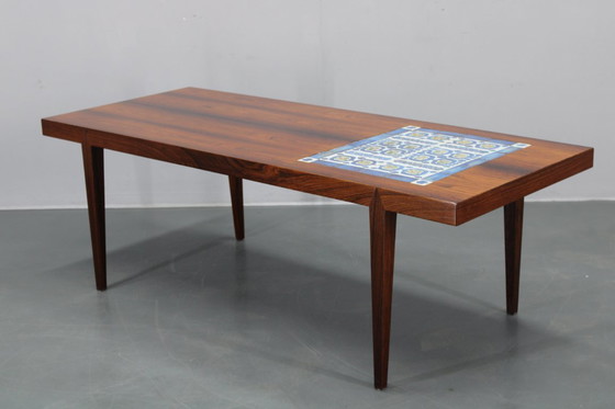 Image 1 of Mid-century Danish Haslev Mobelsnedkeri Coffee Table, Ceramic Tile Inlay, circa 1960s