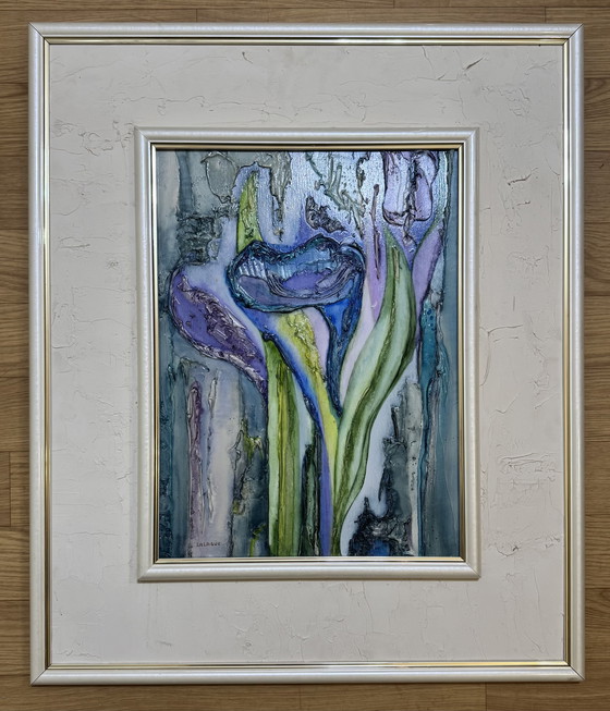 Image 1 of Painting of the blue arum lily by Joëlle Lallagüe, 1993