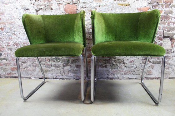 Image 1 of Fauteuils lounge style années 50. Lot de deux. Velours vert.