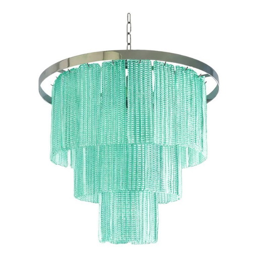 Lampadario moderno Sputnik in vetro di Murano verde mare, SimoEng italiano, stile Mazzega