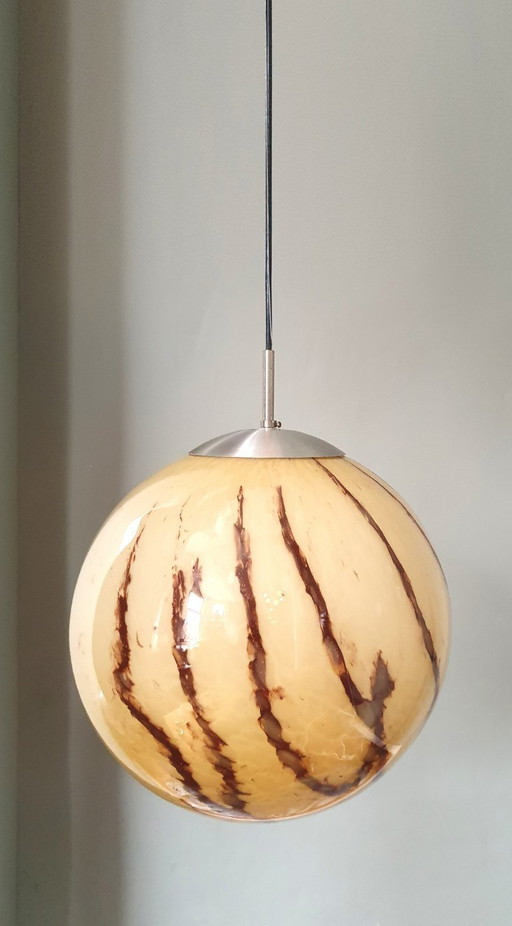 Art Deco vintage pendant lamp made of marbled glass