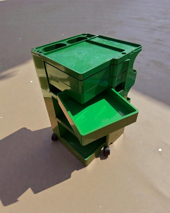 Image 1 of Chariot d'artiste Boby B33 original, de couleur verte, conçu par Joe Colombo pour Bieffeplast dans les années 1970.