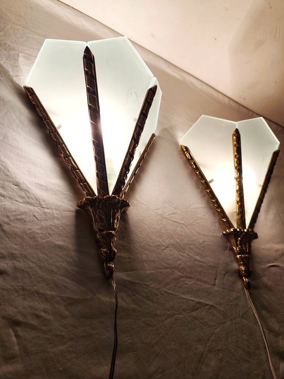 Image 1 of Pair of bronze wall sconces. Spain, 1980s.