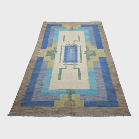 Tapiz tejido a mano estilo Art Déco de André Arbus | Lana sobre algodón | Diseño francés de lujo | 79 × 118 (photo 4 of 9)