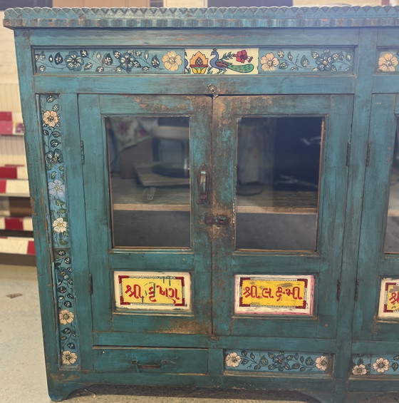 Image 1 of Mobile indiano blu dipinto a mano