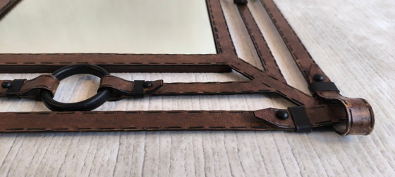 💎✨ Exceptional Jean-Pierre Ryckaert Mirror Iron leather-style, France 1960s ✨💎 – Glass (photo 11 of 20)