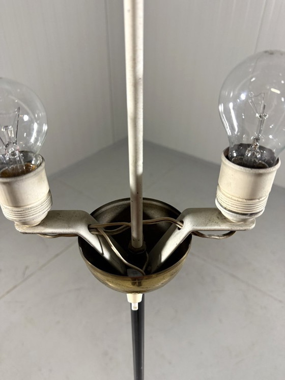 Image 1 of Austrian brass floor lamp with pleated lampshade 1940-50s