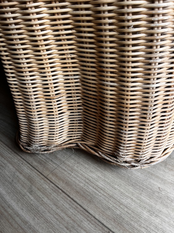 Image 1 of Rieten rotan Trompe L'oeil gedrapeerde consoletafel