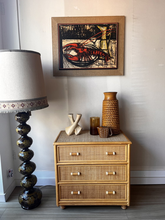 Image 1 of Stampa vintage di aragosta e brocca di Bernard Buffet in cornice d'epoca