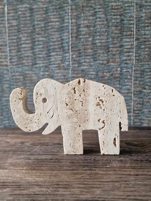 Éléphant vintage en travertin - Enzo Mari pour Fratelli Mannelli