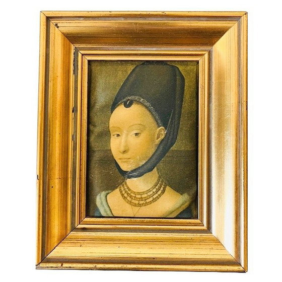 Image 1 of Vintage silk paintings of a woman and child in traditional costumes from the 1960s