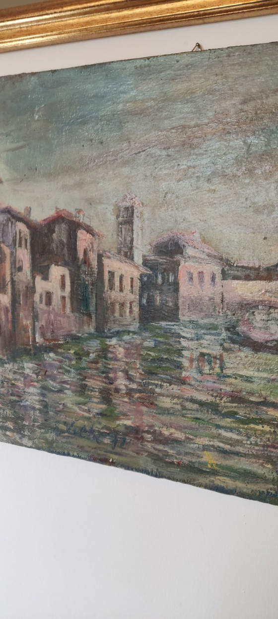 Image 1 of Enzo Volta - Veduta di Roma (Tevere), 1977 - Olio su tavola