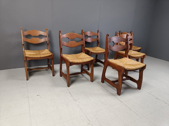 Image 1 of Vintage Oak And Wicker Dining Chairs, 1960S