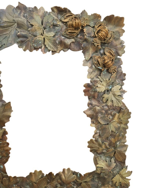 Image 1 of Cadre photo en métal fait main avec feuillage et feuilles