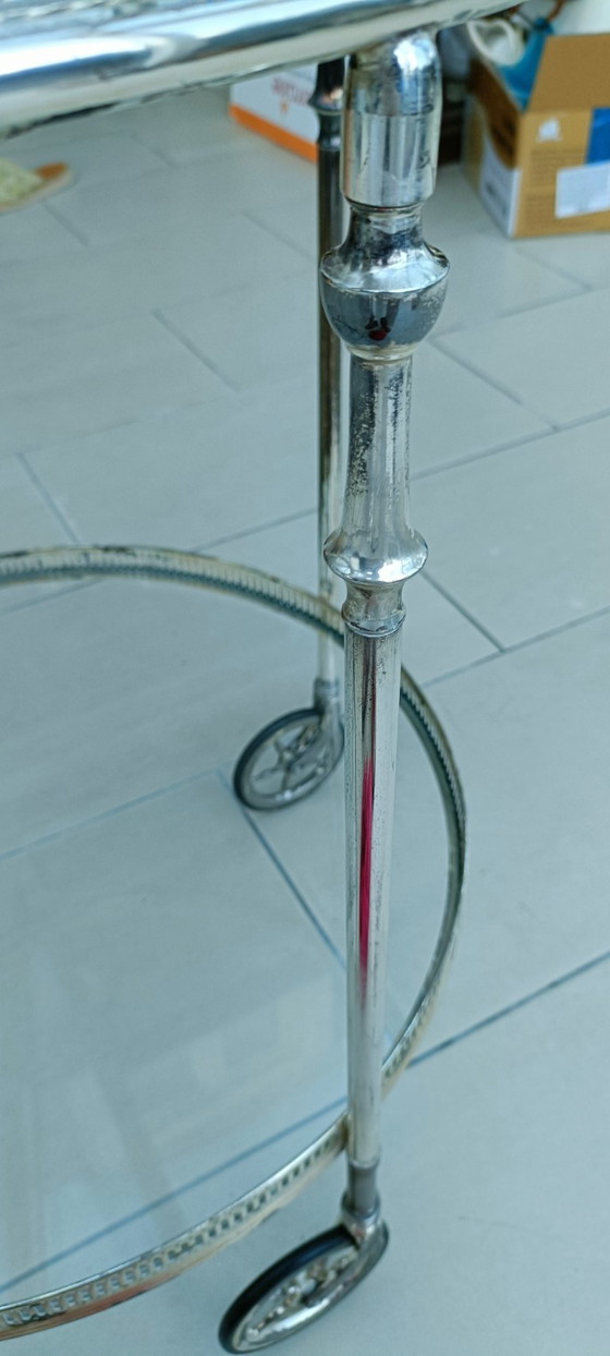 Image 1 of Tavolino da tè vintage, carrello antico placcato in argento, carrello per bevande, mobili di servizio