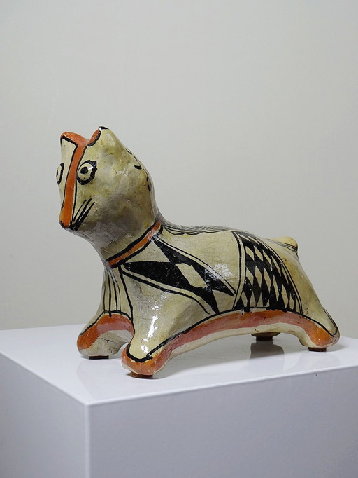 Figurine Animal Poterie Peinte Poterie Kabyle Ideqqi Tunisie Ancien
