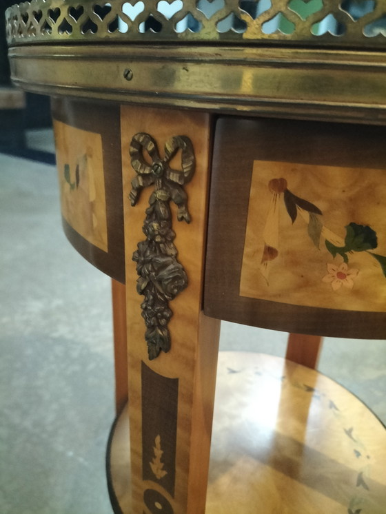 Image 1 of Magnificent Louis XVI style marquetry pedestal table