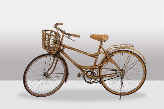 Image 1 of Bicicletta in bambù e rattan. Realizzata a mano negli anni '70.