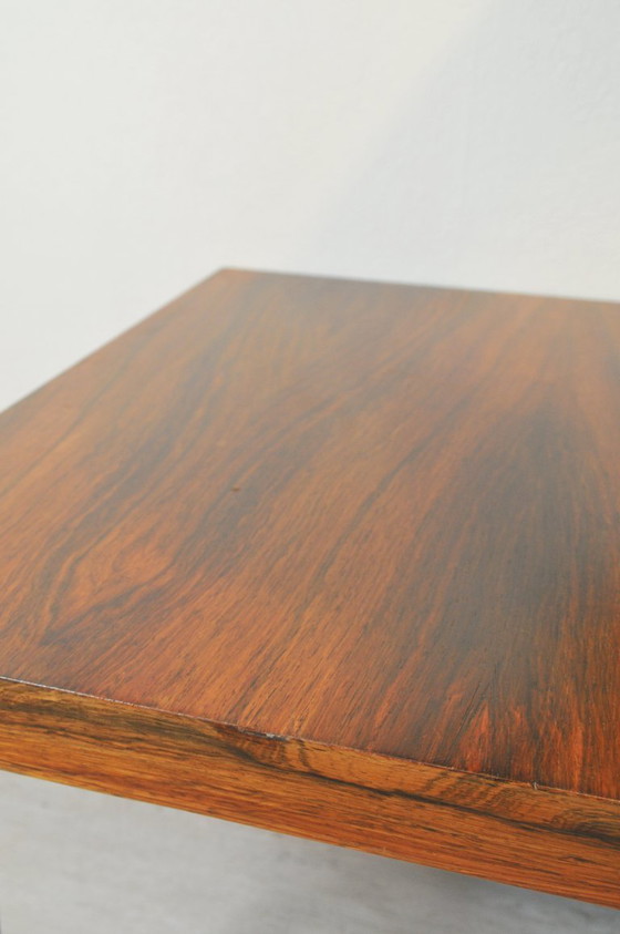 Image 1 of Tavolino moderno vintage in palissandro con gambe in acciaio design midcentury acciaio