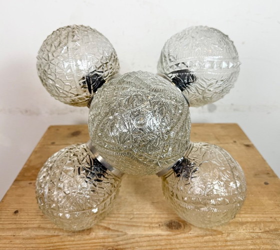 Image 1 of Lampadario vintage in vetro tagliato di Kamenický Šenov, anni '60