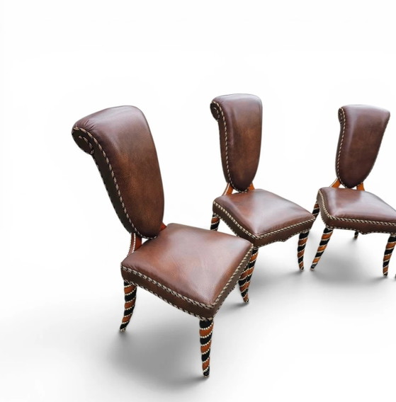 4 x Sedia in pelle mai vista prima / Anni '80 – Poltrone relax, Leather (photo 2 of 15)