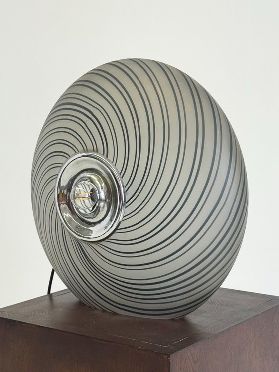 Image 1 of Italian vintage glass table lamp in shades of gray with swirl pattern