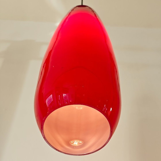 Image 1 of Vintage red glass pendant lamp
