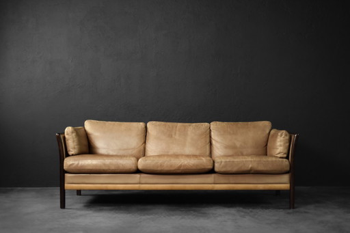 Vintage Mid-Century Danish Modern Brown 3-Seater Sofa from  Mogens Hansen, 1970s