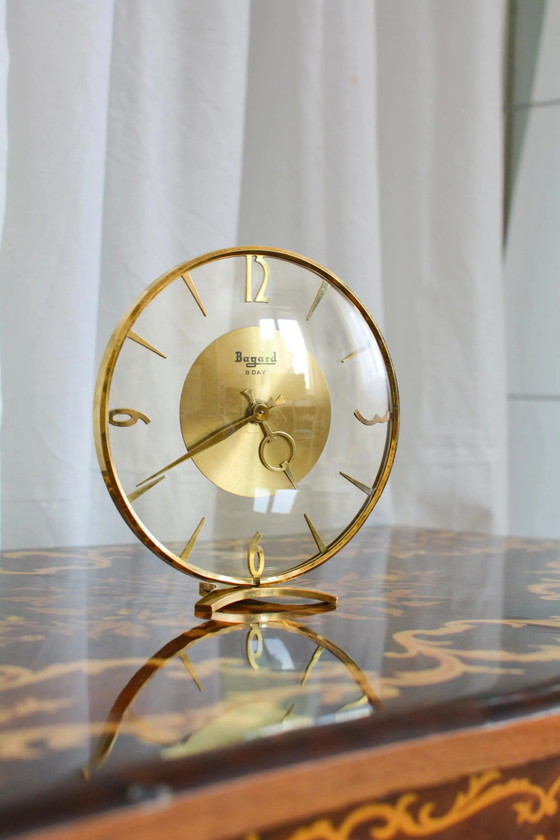 Vintage Bayard Art Deco Schouwklok, 8-daags Glas en Messing, Frankrijk – Klokken, Brass (photo 9 of 10)