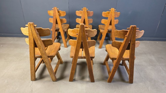 Image 1 of Vintage Spanish brutalist dining chairs, set of 6 - 1960s