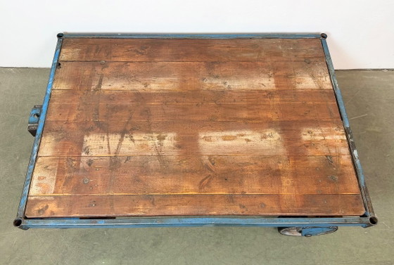 Large Blue Industrial Coffee Table Cart, 1960s – Iron (photo 6 of 15)