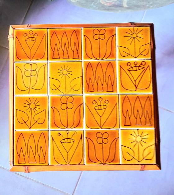 Image 1 of Tavolino in bambù e ceramica di Pierre Louis Brechat