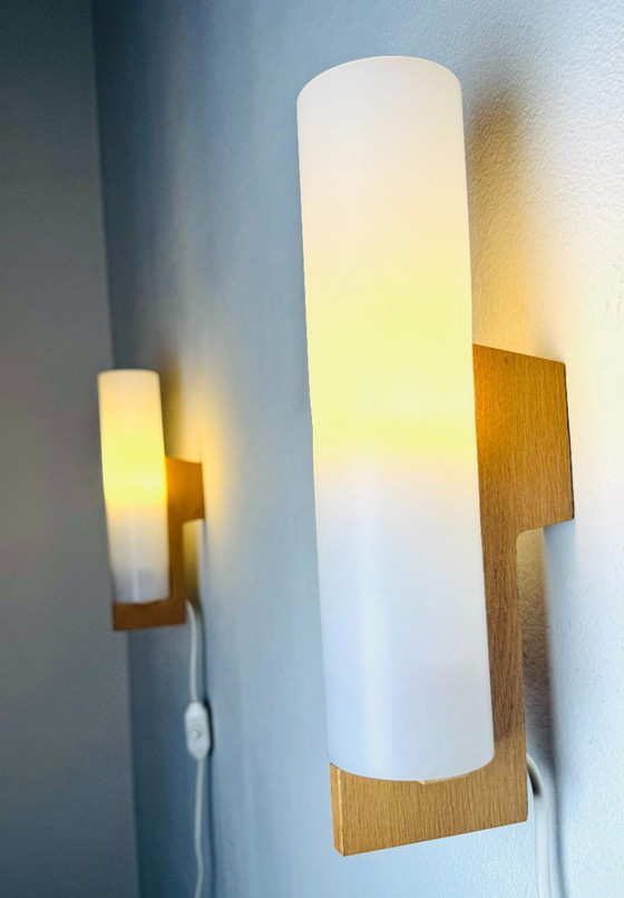 Image 1 of Ensemble d'appliques cylindriques par Uno & Östen Kristiansson pour Luxus, Suède, 1960