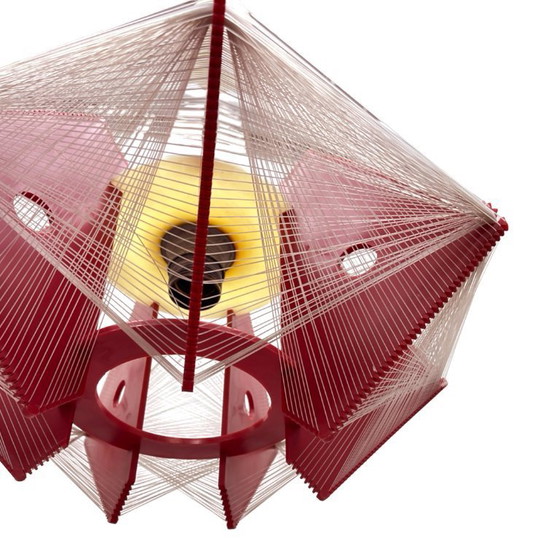 Image 1 of "Rozwój" Kłobuck, lampe suspendue à fil, design polonais de la période PRL, ère spatiale, années 1970.