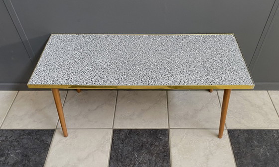 Image 1 of rectangular formica coffee tabel balck and white 1960s