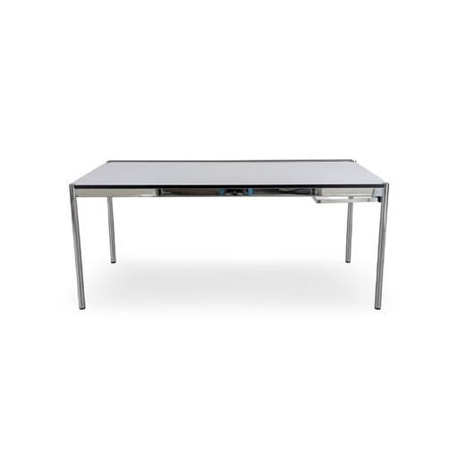 2x USM Haller tafel, hars, wit, bureau, parelgrijs, kabel