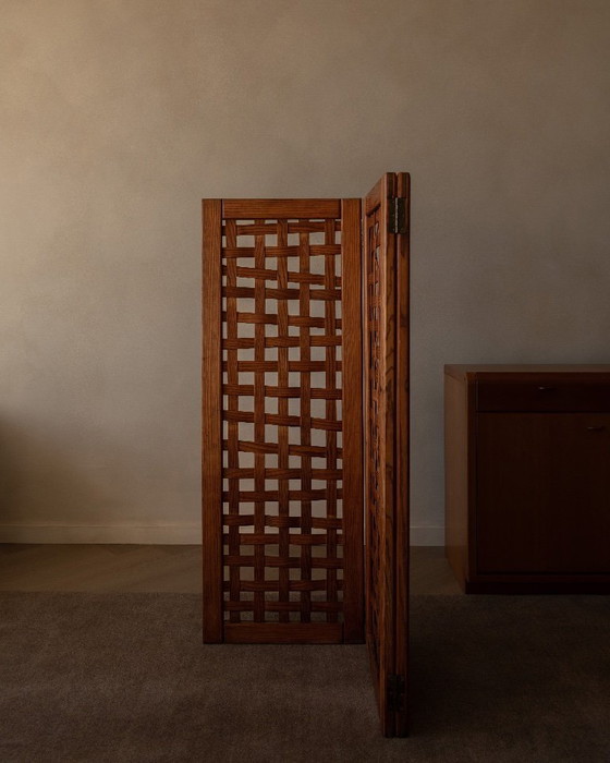 Image 1 of Divisorio per ambienti vintage in legno di pino, divisorio per ambienti a 3 parti