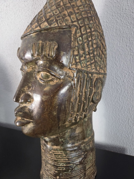 Benin Bronze Head Queen Mother (Iyoba) Idia – Sculpture (photo 2 of 13)