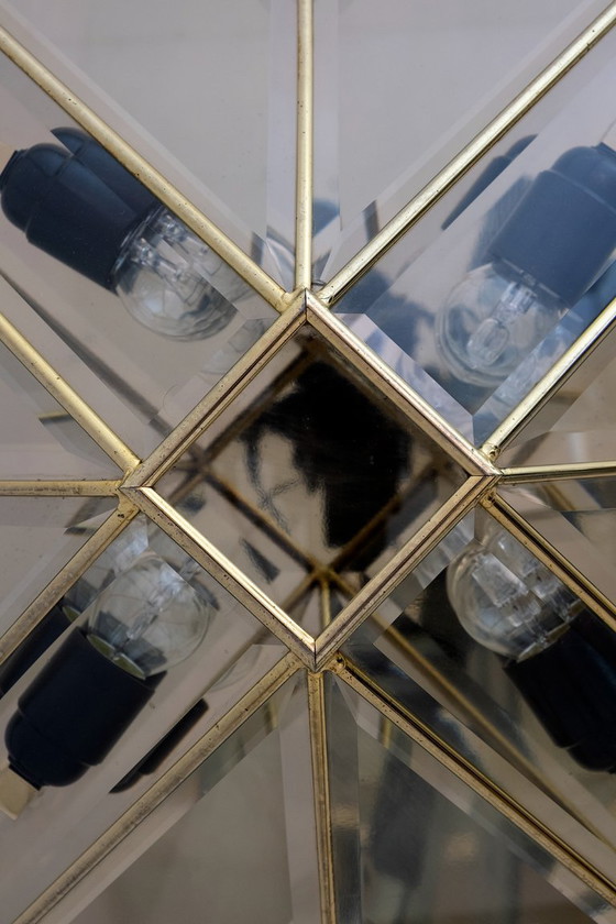 Image 1 of Plafoniere italiane di metà secolo in ottone e vetro smerigliato, '70