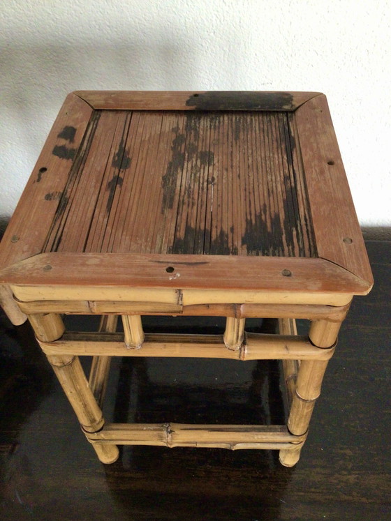 Image 1 of Set of 2 rattan side tables from the mid-20th century