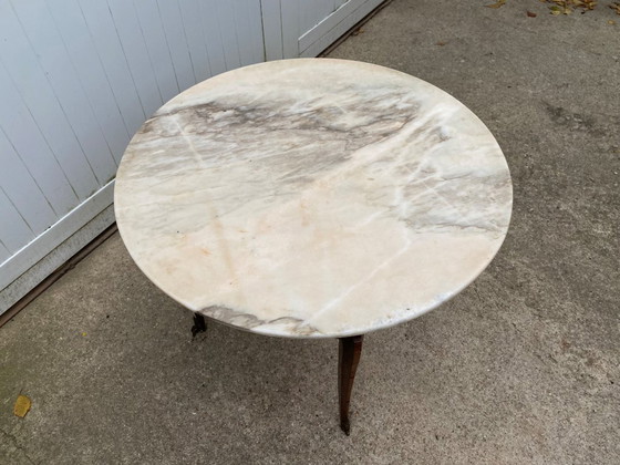 Image 1 of Louis XV style round marble coffee table