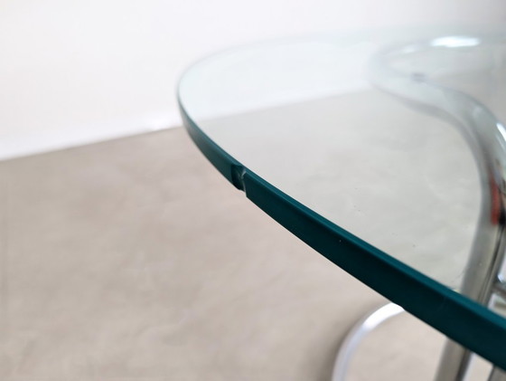 Image 1 of Original Midcentury dining table glass table chrome Space Age 1980