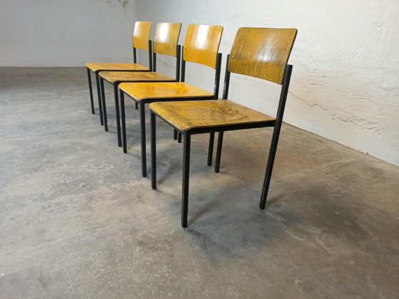 4 x sedie industriali vintage – Sedie da pranzo, Metallo, Legno (photo 4 of 15)
